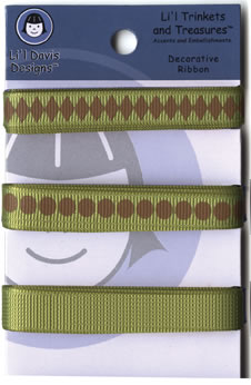 Li'l Davis - Brown/Green Ribbon  (sold in 3's)
