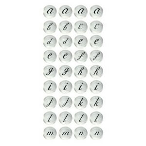 Li'l Davis Designs - Vintg Script- wht w/blk letter  (sold in 3's)