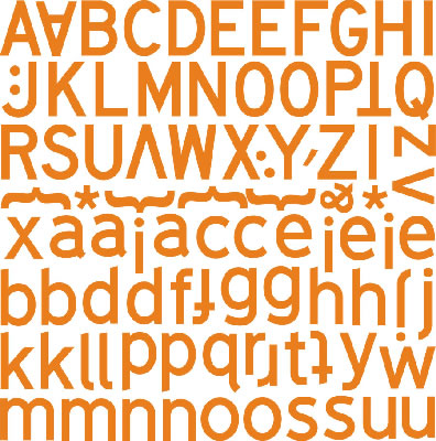Luxe Designs - Simple Alpha Stickers Orange 12x12  (pack of 5)