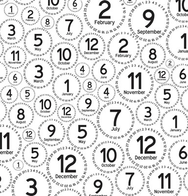 Luxe Designs - It's About Time - Months on White 12x12 paper  (pack of 10)