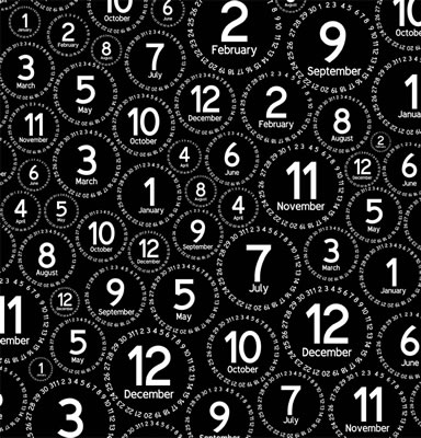 Luxe Designs - It's About Time - Months on Black 12x12 paper  (pack of 10)
