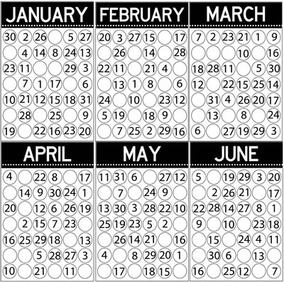 Luxe Designs - It's About Time - Calendar Cards Jan-Jun 12x12 paper  (pack of 10)
