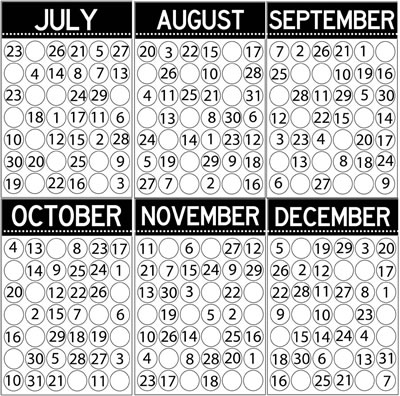 Luxe Designs - It's About Time - Calendar Cards Jul-Dec 12x12 paper  (pack of 10)
