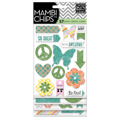 Me & My Big Ideas -  Specialty Icon Glitter Chip Stickers Flip Pack - You are Awesome  (sold in 3's)