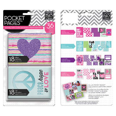 Me & My Big Ideas -  Glitter/Foil Specialty Cards - Tween Purple Heart  (sold in 3's)