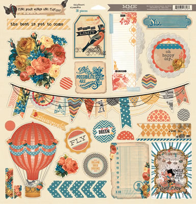 My Mind's Eye - Find Your Wings & Fly  Sky's the Limit  12x12 Chipboard Accessories     (sold in 3's)