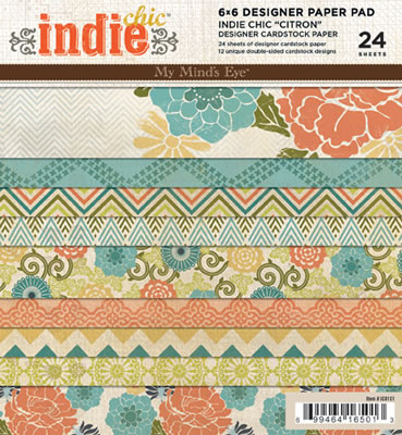 My Mind's Eye - Indie Chic  Citron  6x6 Paper Pad     (sold in 3's)
