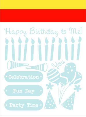 Magic Scraps - Birthday Adhesive Rub-ons with Foil Embossing Sheets  (sold in 3's)