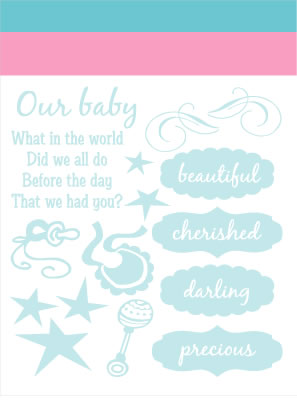 Magic Scraps - Baby Adhesive Rub-ons with Foil Embossing Sheets  (sold in 3's)