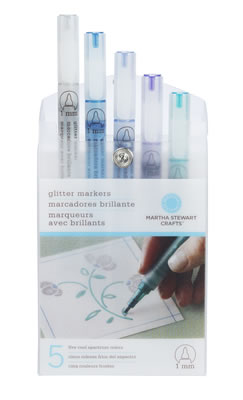 Martha Stewart - Glitter Marker Set - Cool Spectrum 5pk  (sold individually)