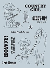 October Afternoon - Sasparilla - Clear Stamp Set - Cowgirl  (sold individually)