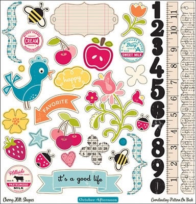 October Afternoon - Cherry Hill - 12x12 Die-Cut Shapes Sheet  (pack of 5)