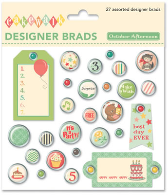 October Afternoon - Cakewalk - Designer Brads  (sold in 3's)