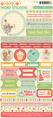 October Afternoon - Cakewalk - Sticker Word Sheet  (sold in 3's)