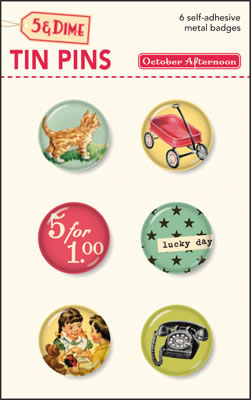 October Afternoon - 5&Dime - Tin Pins  (sold in 3's)