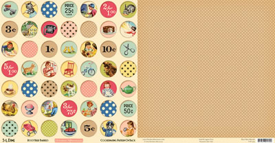 October Afternoon - 5&Dime - Root Beer Barrels 12x12 d/sided paper  (pack of 10)
