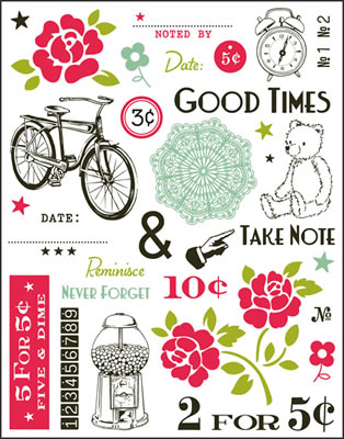 October Afternoon - 5&Dime - Image Rub-ons  (sold in 3's)