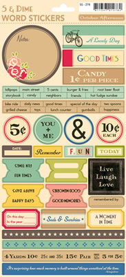 October Afternoon - 5&Dime - Words Sticker Sheet  (sold in 3's)