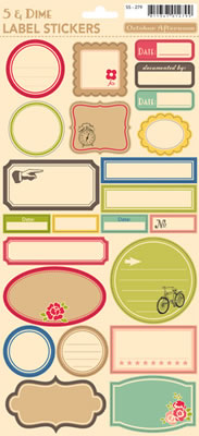 October Afternoon - 5&Dime - Labels Sticker Sheet  (sold in 3's)