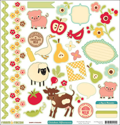 October Afternoon - Farm Fresh - 12x12 Shapes Sticker Sheet  (pack of 5)