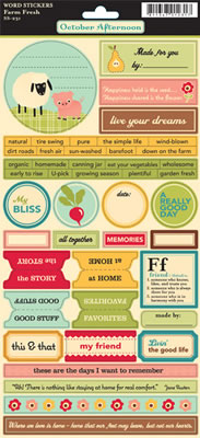 October Afternoon - Farm Fresh - Words Sticker Sheet  (sold in 3's)