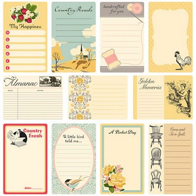 October Afternoon - Farmhouse - Journaling Cards  (sold in 3's)