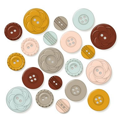 October Afternoon - Farmhouse - Buttons  (sold in 3's)
