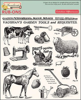 October Afternoon - Farmhouse - Rub-ons  (sold in 3's)