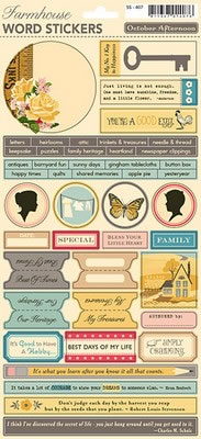 October Afternoon - Farmhouse - Word Sticker Sheet  (sold in 3's)