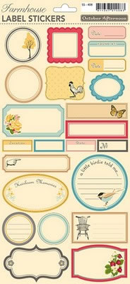 October Afternoon - Farmhouse - Label Sticker Sheet  (sold in 3's)