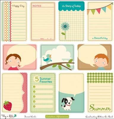 October Afternoon - Fly a Kite - 12x12 Die-Cut Journal Cards Sheet  (pack of 5)