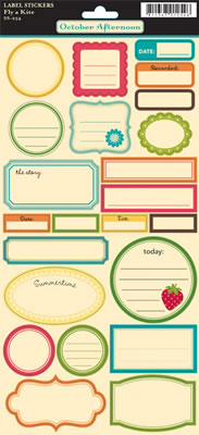 October Afternoon - Fly a Kite - Labels Sticker Sheet  (sold in 3's)