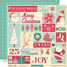 October Afternoon - Holiday Style - Santa Claus Lane 12x12 d/sided paper  (pack of 10)