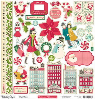 October Afternoon - Holiday Style - 12x12 Shape Stickers  (pack of 5)