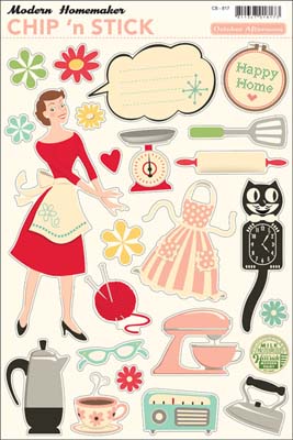 October Afternoon - Modern Homemaker - Chip & Stick 8x12" Chipboard Stickers  (sold in 3's)
