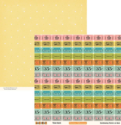 October Afternoon - Midway - Ticket Booth 12x12 d/sided paper  (pack of 10)