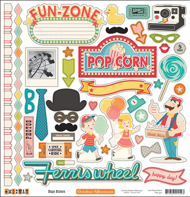 October Afternoon - Midway - 12x12 Shape Sticker Sheet  (pack of 6)