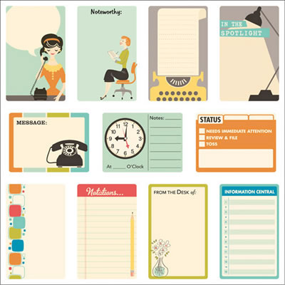 October Afternoon - 9 to 5 - Journaling Cards  (sold in 3's)