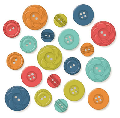 October Afternoon - 9 to 5 - Buttons  (sold in 3's)