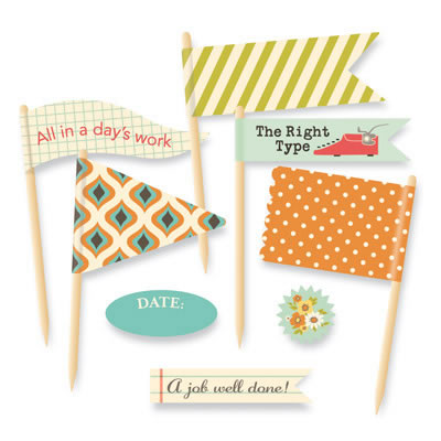 October Afternoon - 9 to 5 - Little Flyers  (sold in 3's)