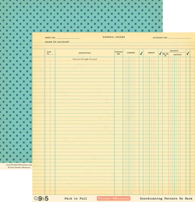 October Afternoon - 9 to 5 - Paid in Full 12x12 d/sided paper  (pack of 10)