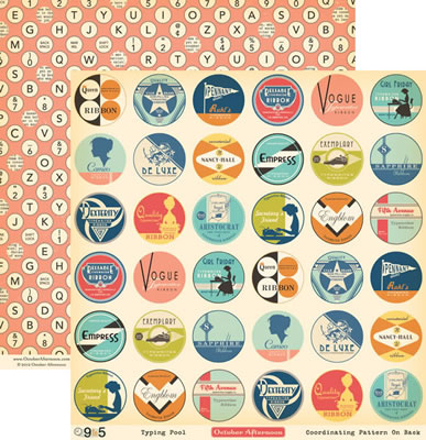 October Afternoon - 9 to 5 - Typing Pool 12x12 d/sided paper  (pack of 10)
