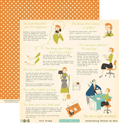 October Afternoon - 9 to 5 - Girl Friday 12x12 d/sided paper  (pack of 10)