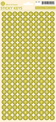 October Afternoon - Sticky Keys Alpha Stickers - Olive & Cream  (sold in 3's)