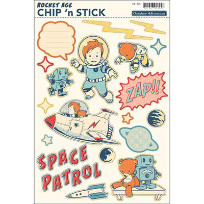 October Afternoon - Rocket Age - 8x12 Chipboard Printed Shapes  (sold in 3's)