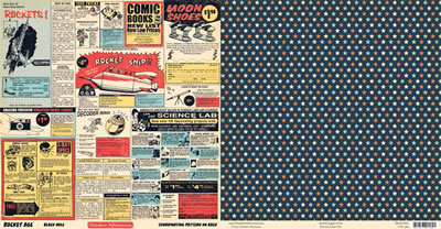 October Afternoon - Rocket Age - Black Hole 12x12 d/sided paper  (pack of 10)