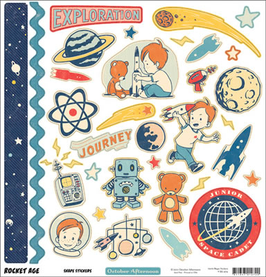 October Afternoon - Rocket Age - 12x12 Shapes Sticker Sheet  (pack of 5)