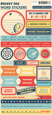 October Afternoon - Rocket Age - Words Sticker Sheet  (sold in 3's)