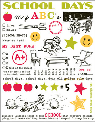 October Afternoon - Report Card - Image Rub-ons  (sold in 3's)
