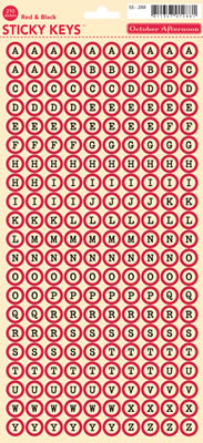 October Afternoon - Sticky Keys Alpha Stickers - Red & Black  (sold in 3's)